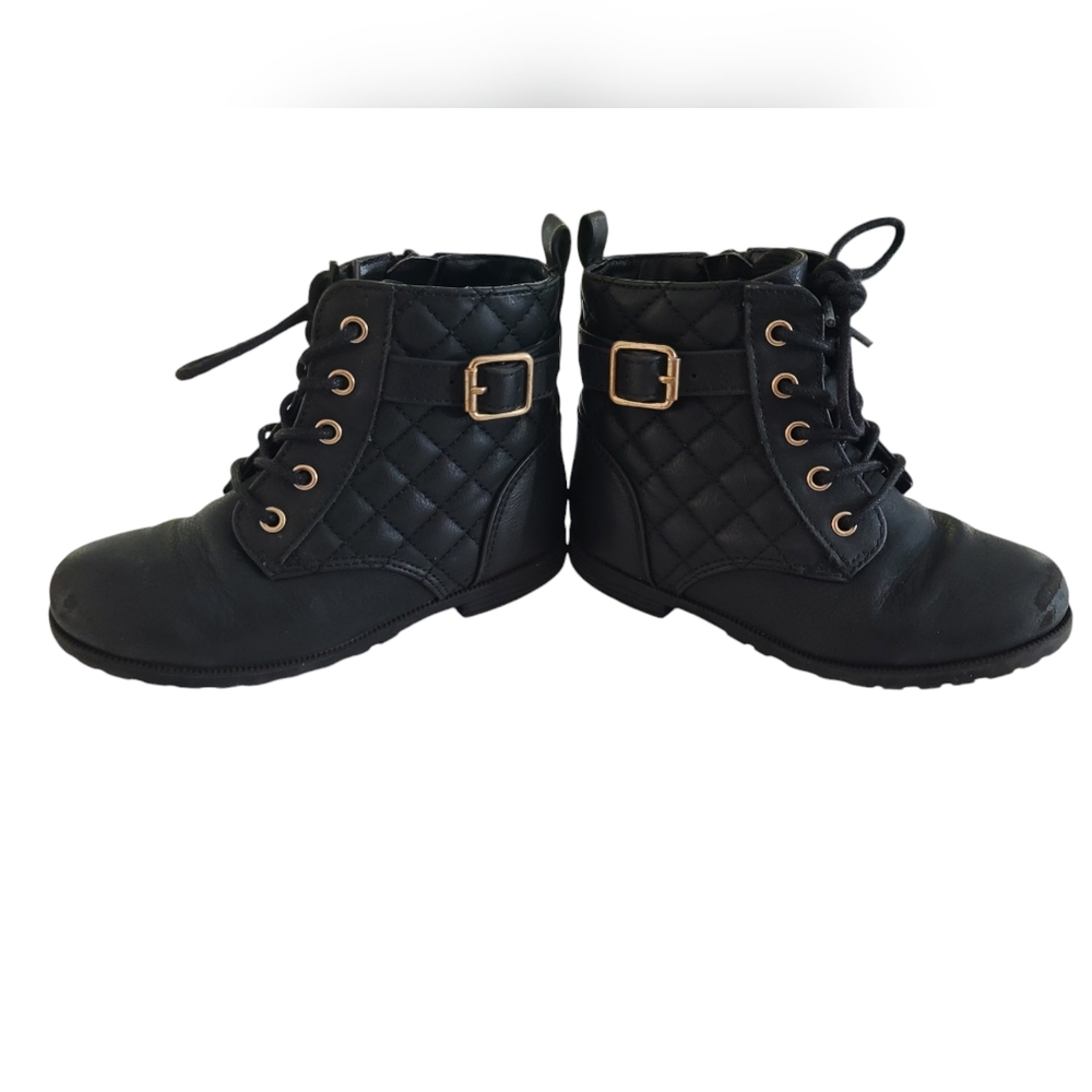 The Children's Place Faux Leather Quilted Boots Black Toddler Girl Size 9